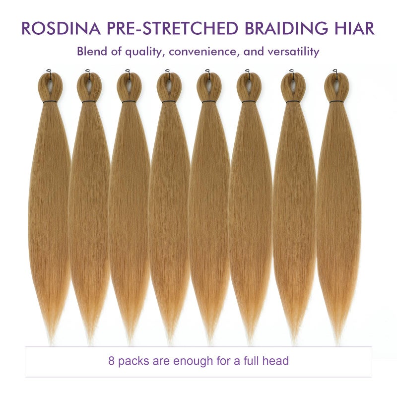 ROSDINA Pre-stretched Braiding Hair - 30 Inch, Yaki Texture, 8 Packs, Blonde, Super Long, For Twist or Box Braids, Synthetic Braiding Hair Extensions - Image 5